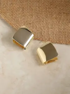 SOHI Gold-Plated Contemporary Studs Earrings