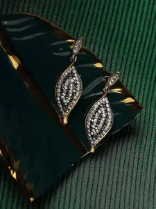 SOHI Gold-Plated Contemporary Drop Earrings