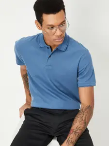 max Men Self Design Polo Collar T-shirt
