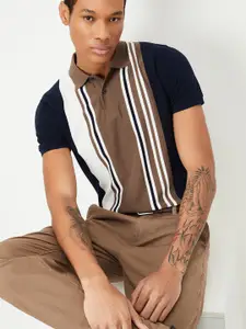 max Men Striped Polo Collar T-shirt