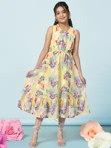 FASHION DREAM Floral Print Georgette Fit & Flare Midi Dress