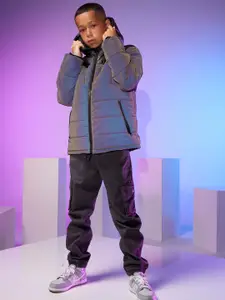 Angel & Rocket Boys Washed Striped Windcheater Longline Denim Jacket