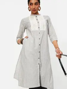 max Women Geometric Printed Mirror Work Kurta