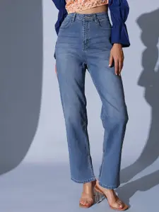 STREET 9 Women Comfort Relaxed Fit High-Rise Light Fade Jeans