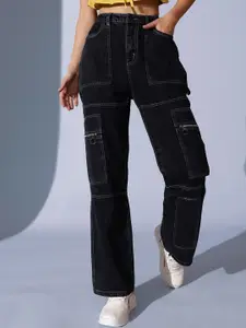 STREET 9 Women Comfort Relaxed Fit High-Rise Low Distress Jeans