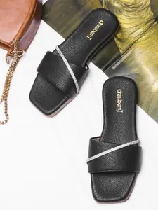 DressBerry Women Colourblocked Party Open Toe Flats with Buckles