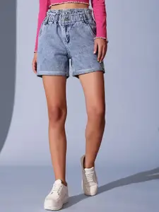 STREET 9 Women Washed Denim Denim Shorts