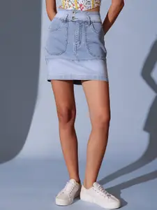 STREET 9 Woven Design A-Line Mini Skirt