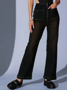 STREET 9 Women Comfort  High-Rise Low Distress Wide Leg Jeans