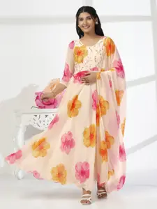 FASHION DREAM Floral Print Georgette Maxi Dress