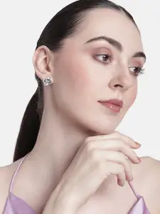 Estele Rhodium-Pated Floral Studs