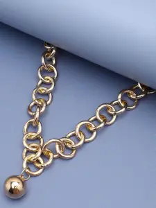 SOHI Gold-Plated Stone-Studed Necklace