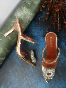 Retro Walk Open Back Embellished Kitten Mary Janes