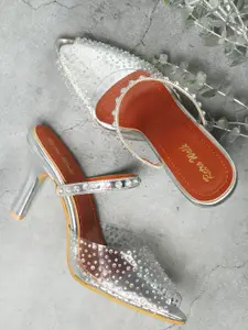 Retro Walk Open Back Embellished Kitten Mary Janes