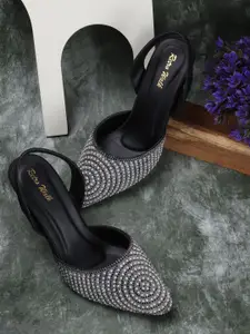 Retro Walk Printed Kitten Pointed Toe Heels