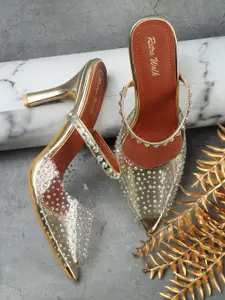 Retro Walk Slim Embellished Heeled Mary Janes