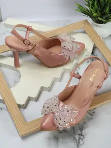 Retro Walk Printed Pointed Toe Block Heels