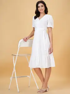 Honey by Pantaloons Puff Sleeves Pure Cotton Fit & Flare Dress