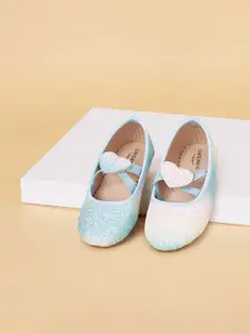 Pantaloons Junior Girls Round Toe Textured Ballerinas with Bows Flats