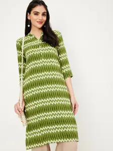 max Women Geometric Dyed Thread Work Kurta