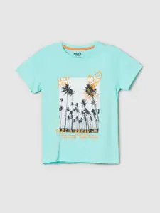 max Boys Tropical Printed Round Neck Cotton T-shirt