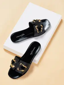 Forever Glam by Pantaloons Textured Open Toe Flats