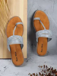 Retro Walk Textured One Toe Flats