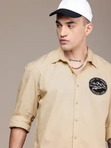 The Roadster Life Co. Relaxed Fit Drop-Shoulder Sleeves Applique Pure Cotton Casual Shirt