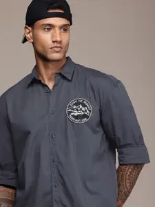 The Roadster Life Co. Relaxed Fit Applique Detailed Pure Cotton Casual Shirt