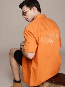 The Roadster Life Co. Brand Logo Embroidered Pure Cotton Relaxed Fit Casual Shirt