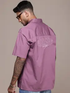 The Roadster Life Co. Pure Cotton Embroidered Drop-Shoulder Relaxed Fit Casual Shirt