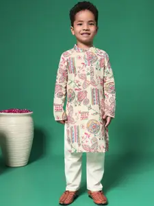 Readiprint Boys Floral Printed Regular Pure Cotton Kurta with Pyjamas