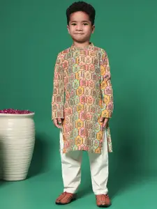 Readiprint Boys Floral Printed Regular Pure Cotton Kurta with Pyjamas