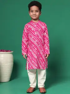 Readiprint Boys Leheriya Printed Regular Pure Cotton Kurta with Pyjamas