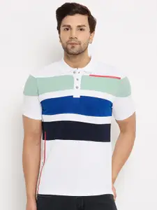 Duke Men Striped Polo Collar T-shirt