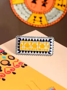 Voylla Silver-Plated Warli Dhindora Baje Re Finger Ring