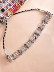 Voylla Silver-Plated Oxidised Warli Rangilo Maro Dholna Necklace