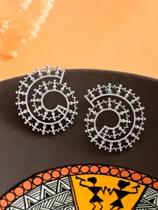Voylla Silver-Plated Contemporary Studs Earrings
