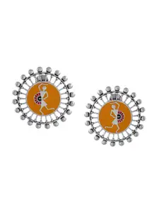 Voylla Silver-Plated Warli Contemporary Studs Earrings