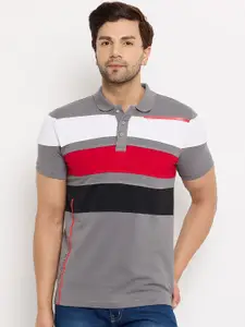 Duke Men Striped Polo Collar T-shirt
