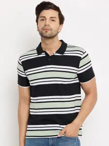 Duke Men Striped Polo Collar T-shirt