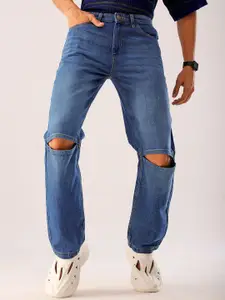 The Indian Garage Co Men Straight Fit Slash Knee Light Fade Jeans