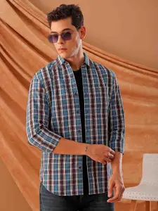The Indian Garage Co. Spread Collar Slim Fit Checked Cotton Casual Shirt