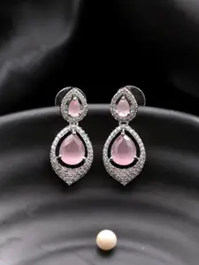 Silvermerc Designs Silver-Plated American Diamond Studded Drop Earrings