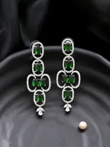 Silvermerc Designs Silver-Plated American Diamond Studded Drop Earrings