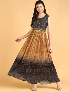 DISHWA FASHION Ethnic Motifs Printed Round Neck Fit and Flare Dress