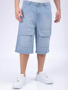 The Indian Garage Co. Men Relaxed Fit Washed Mid-Rise Denim Shorts