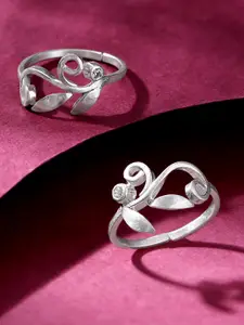 Unniyarcha Set Of 2 Silver Stones-Studded Toe Rings