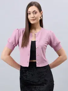 Style Quotient Self Design Open Front Crop Shrug