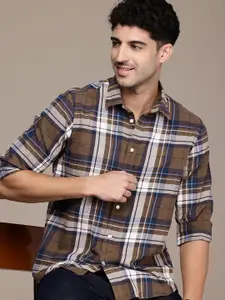 Nautica Pure Cotton Checked Slim Fit Twill Casual Shirt